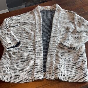 Marine Layer Black and White Open Knit Cardigan